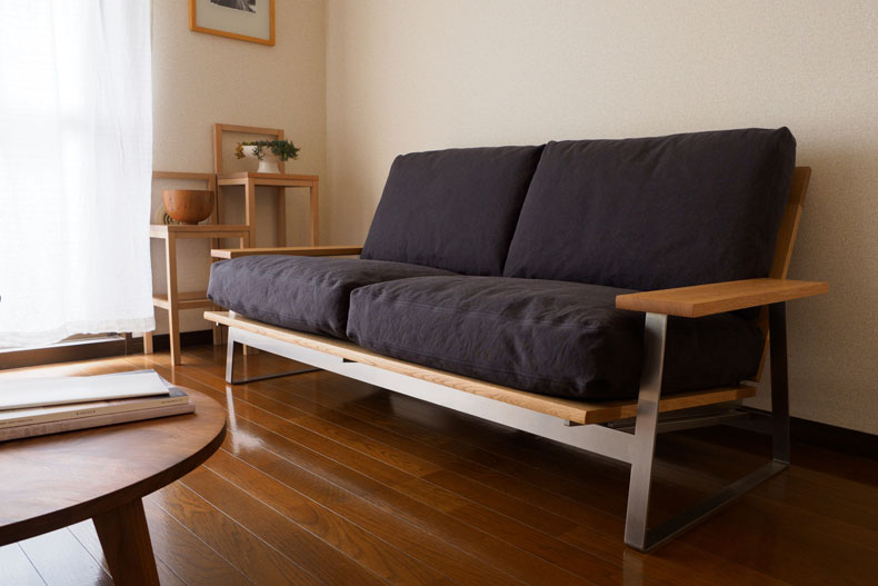 Minato Sofa ミナトソファー ナラ 無垢材 ステンレス